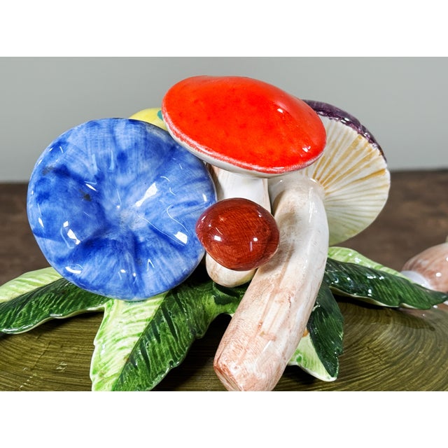 Vintage Italian Ceramic Mushroom Soup Tureen With Ladle and Lid For Sale - Image 4 of 10