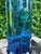 1960s 1960s Mid Century Modern Empoli Deep Teal Blue Optic Art Glass Vase With Pedestal - Italian Mouth Blown Empoli For Sale - Image 5 of 12