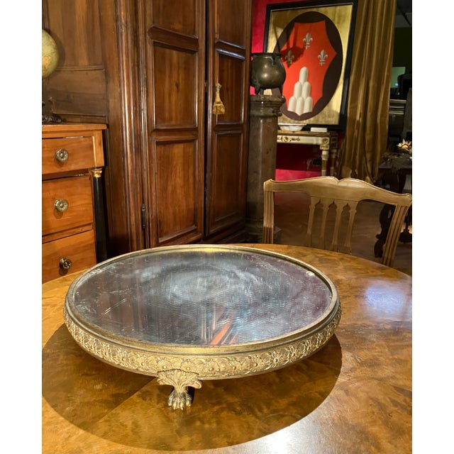 Metal 19th Century Italian Empire Mercury-Gilded Bronze Mirrored Plateau Centerpiece For Sale - Image 7 of 14