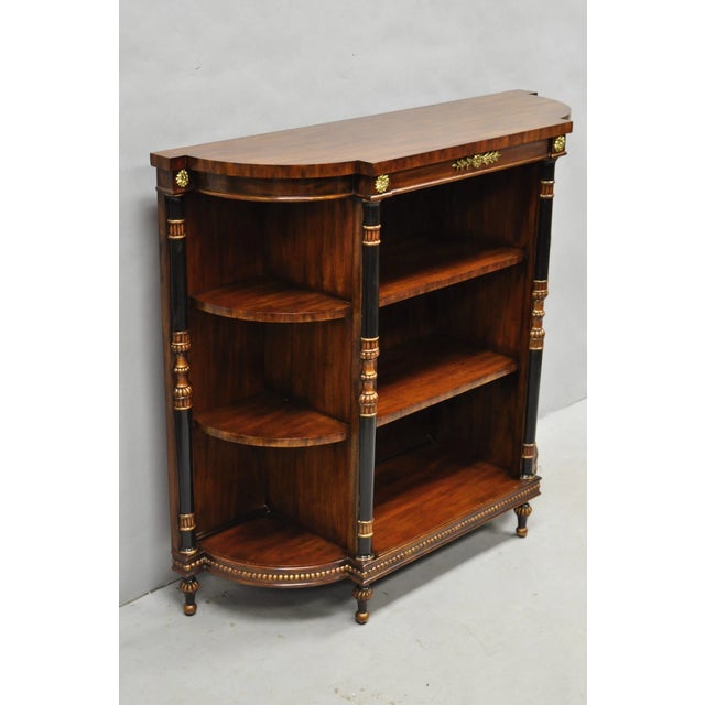 Late 20th Century Maitland Smith French Empire Regency Style Mahogany Console Table Bookcase Curio For Sale In Philadelphia - Image 6 of 14