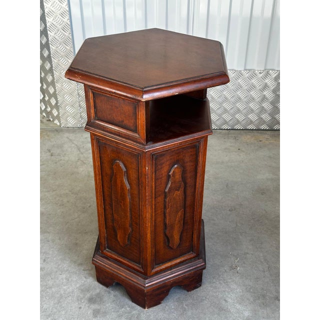 Tan 20th Century Hexagonal Side Table in Mahogany Wood, 1950s For Sale - Image 8 of 18