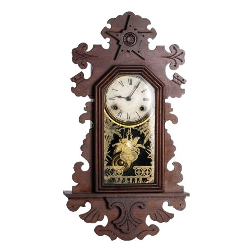 Wall Clock in Walnut For Sale