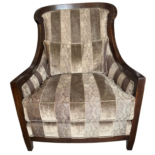 These gorgeous chairs are from Swaim and were reupholstered with S Harris Snake Velvet in Bronze. The upholsterer has...