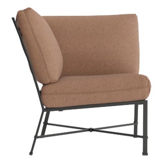 Brown Jordan Venetian Corner Sectional, Textured Pewter frame with Fusion Clay fabric For Sale