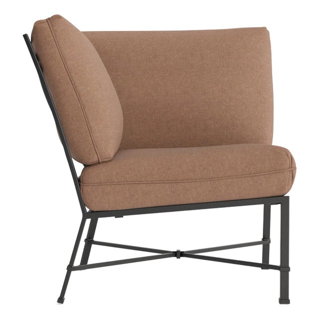 Brown Jordan Venetian Corner Sectional, Textured Pewter frame with Fusion Clay fabric For Sale