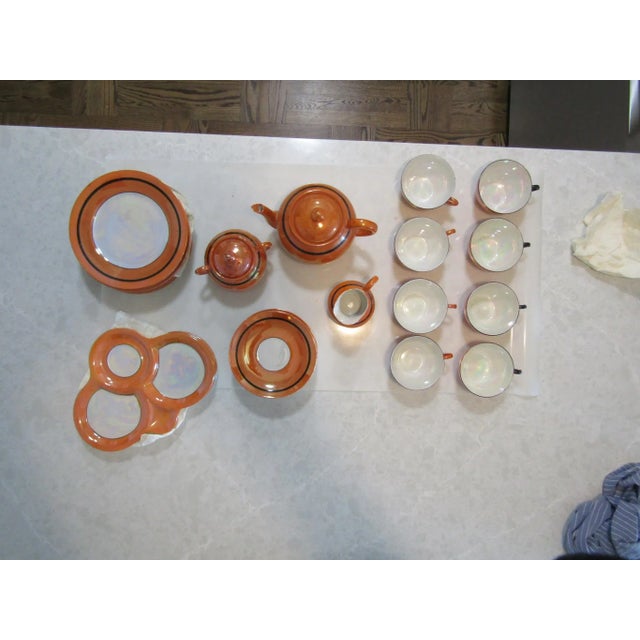 Mid-Century Modern Vintage Rudolf Wachter Art Deco Orange Lusterware Tea Set- 27 Pieces For Sale - Image 3 of 11