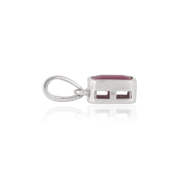 Not Yet Made - Made To Order Minimalist Cushion Cut Natural Red Ruby Bezel Set Solitaire Pendant in Sterling Silver For Sale - Image 5 of 12