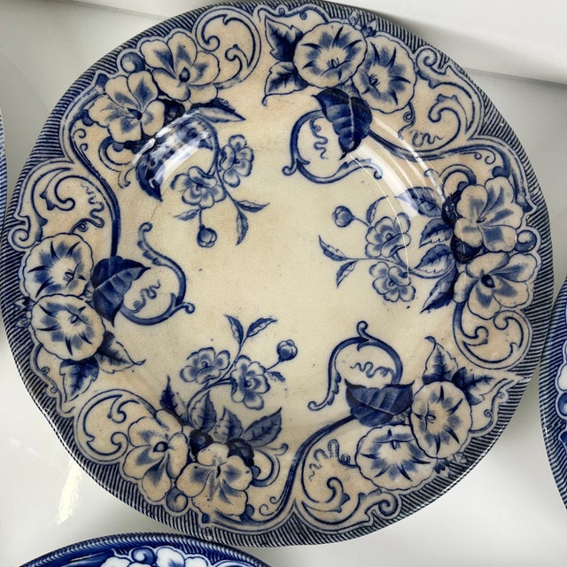 Flora Earthenware Soup Plates by Creil and Montereau, 1800s, Set of 6 For Sale - Image 12 of 14