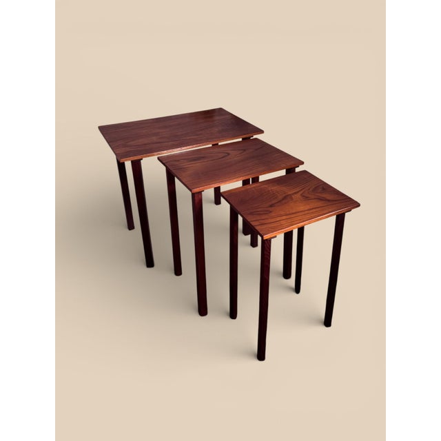 Brown Scandinavian Nesting Tables, 1960s, Set of 3 For Sale - Image 8 of 9
