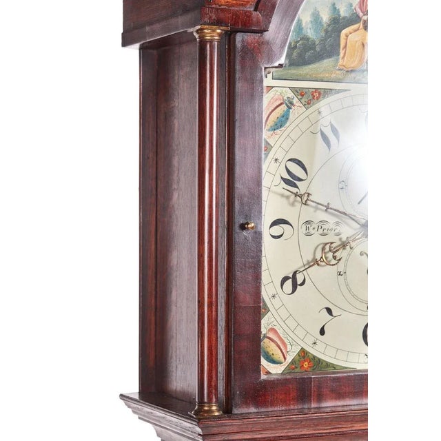 Wood Antique Oak & Mahogany Grandfather Clock from W Prior Skipton For Sale - Image 7 of 17