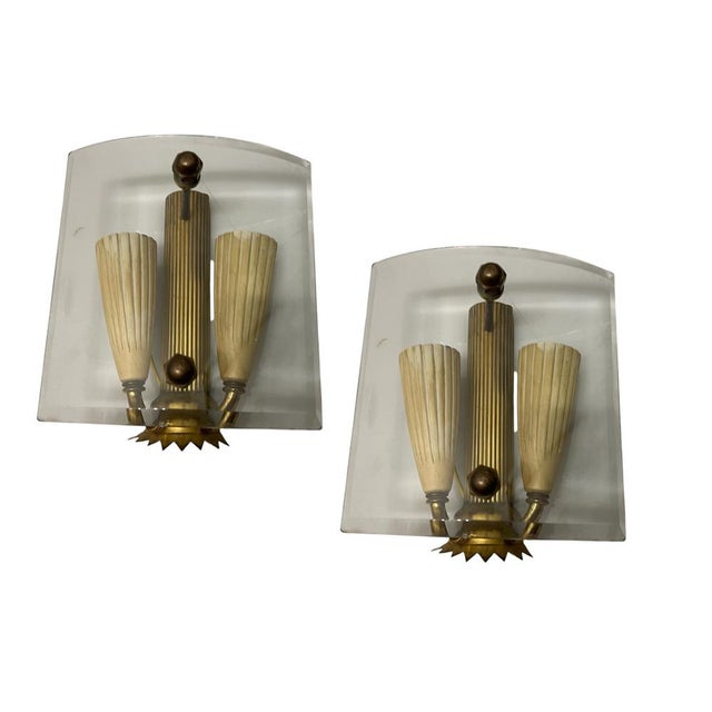 Glass & Brass Sconces from Fontana Arte, 1950s, Set of 2 For Sale - Image 10 of 10