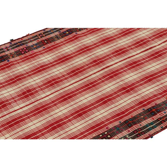 Rug & Kilim 1950s Vintage Persian Kilim in Red and White Plaid Geometric Pattern by Rug & Kilim For Sale - Image 4 of 8