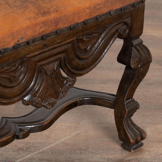 Late 19th Century Swedish Oak Carved Armchair With Vintage Leather For Sale - Image 12 of 16
