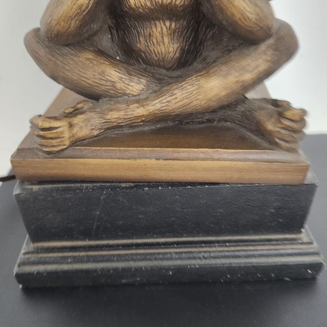 Vintage Three Wise Monkeys Bronze Finish Table Lamp – See No Evil, Hear No Evil, Speak No Evil For Sale - Image 10 of 16