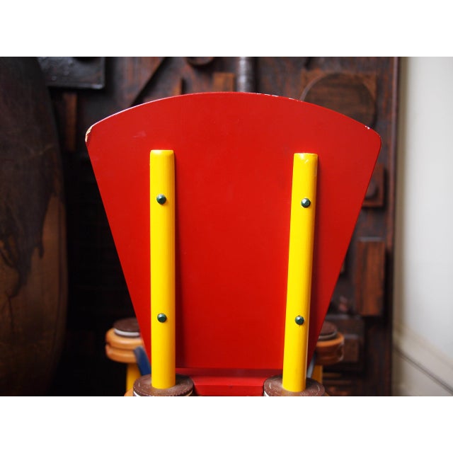 Wood 1987 Original Joanne Shima Memphis Milano Modern Folk Tramp Art Tinker Toys Oreo Cookies Child's Chair Wood Sculpture For Sale - Image 7 of 11