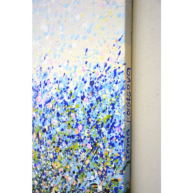 Abstract Expressionism Blue Field Original Contemporary Painting For Sale - Image 3 of 9