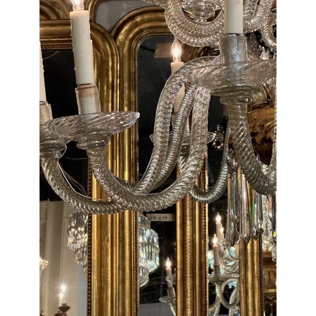 19th Century Venetian Twist Glass Arm and Giltwood Chandelier For Sale - Image 4 of 14
