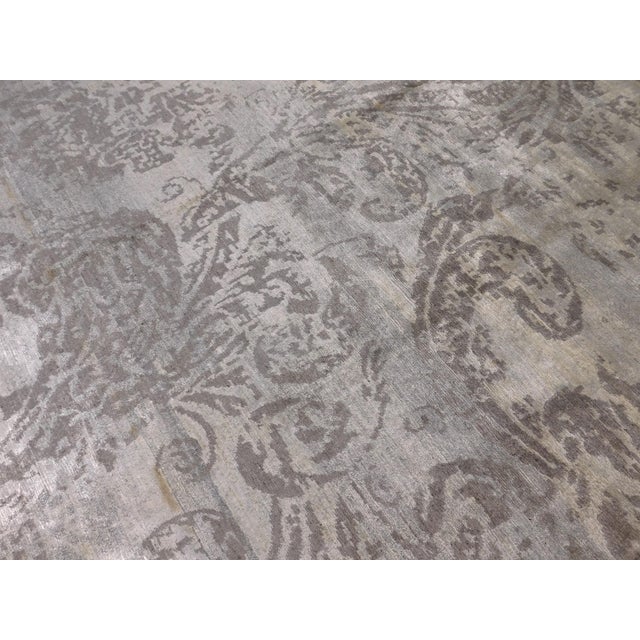 Silver Modern Hand Knotted Bamboo Silk Rug. 7'10"x 9'10" For Sale - Image 8 of 18