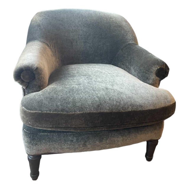 Blue Mohair Arm Chair For Sale