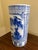 1980s Blue and White Chinoiserie Porcelain Umbrella Stand With Bird Motif For Sale - Image 5 of 7