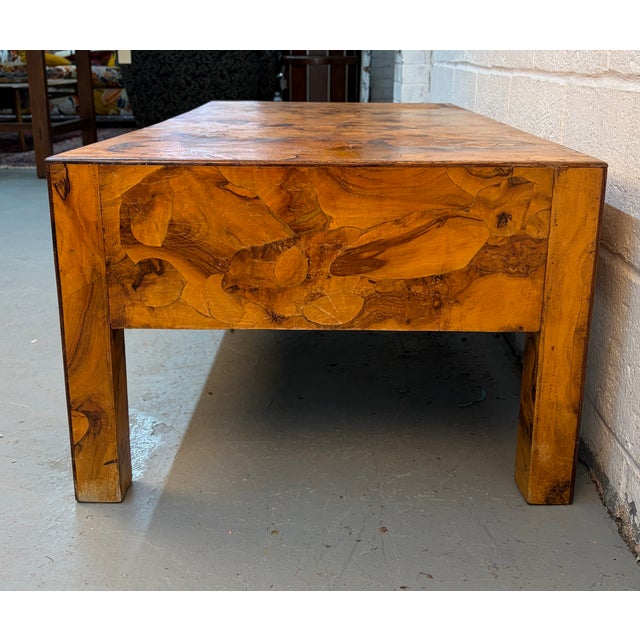 Wood Mid 20th Century Burl Veneer Coffee Table For Sale - Image 7 of 13