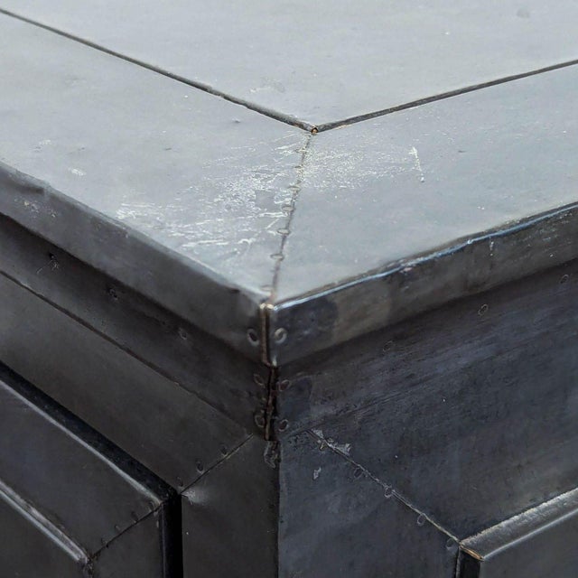Black Restoration Hardware Zinc Three Drawer Nightstand For Sale - Image 8 of 11