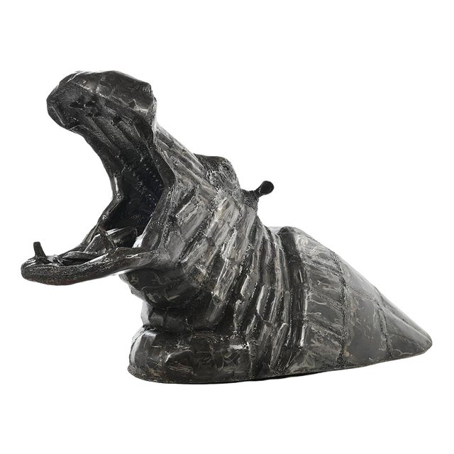 Large Sculpted Iron Cast Hippopotamus For Sale