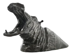Large Sculpted Iron Cast Hippopotamus