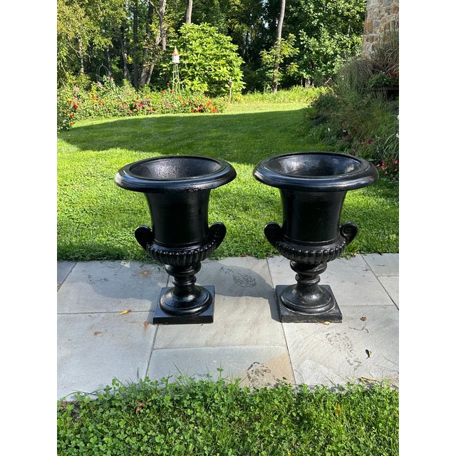Metal Late 20th Century Cast Iron Haddo House Urns - A Pair For Sale - Image 7 of 13
