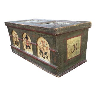 Alpine Floral Painted Chest, 1807 For Sale