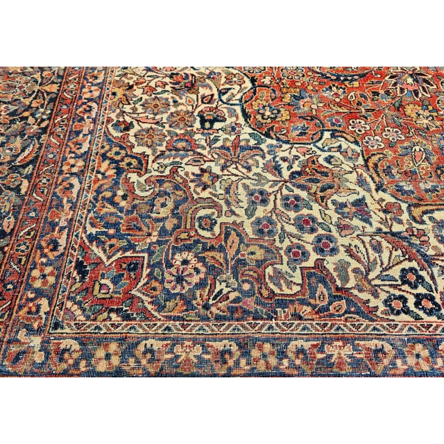 Early 20th Century Persian Kashan Rug, Handwoven Floral Pattern, Rust & Ivory, 8’ X 10’ For Sale - Image 11 of 12