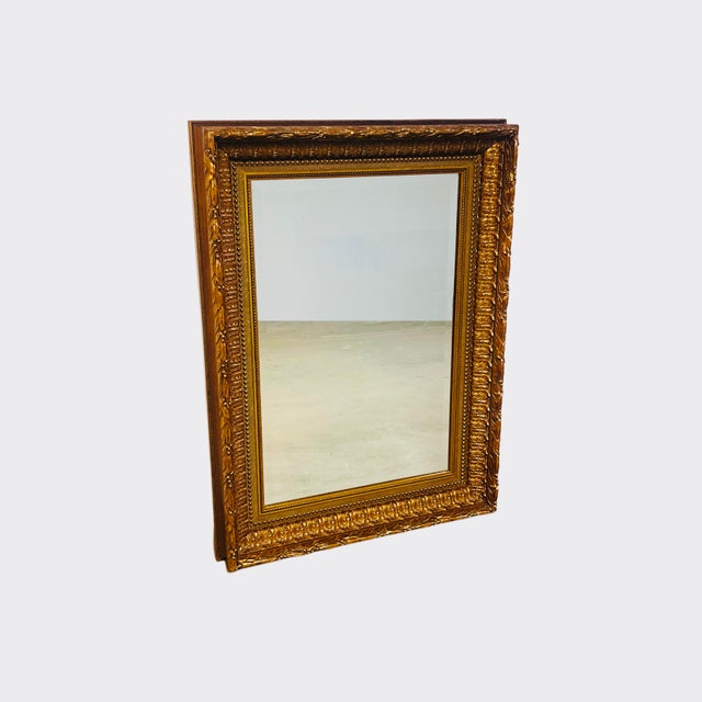 Wood Large Carved Gilded Wall Mirror For Sale - Image 7 of 12