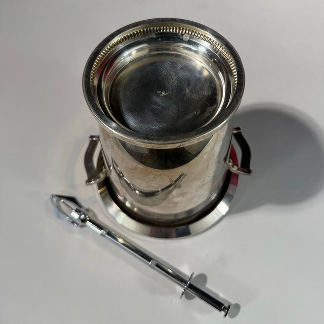 Silver Early 20th Century Saint-Médard Silver-Plated Ice Bucket With Ice Tongs For Sale - Image 8 of 9