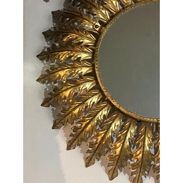 Vintage Italian Gilded Sunburst Mirror, 1960s For Sale - Image 4 of 18