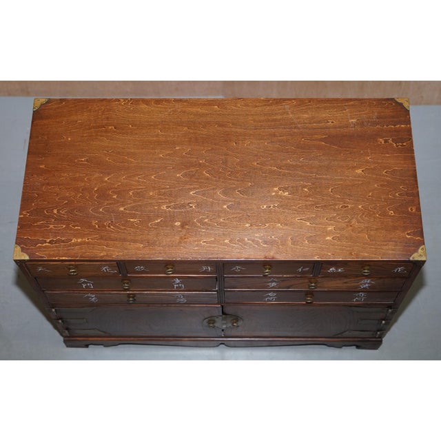 Chinese Burr & Burl Elm Apothecary Chest of Drawers with Cupboard Base For Sale - Image 4 of 18