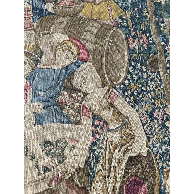 Textile Vintage French Hand Printed Tapestry Vendanges Design, 1950s For Sale - Image 7 of 18