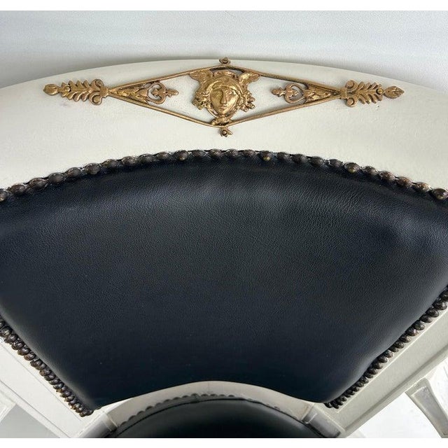 Traditional 1850s French Empire Armchairs, Fine Gilt Bronze Mounts, Painted and Upholstered For Sale - Image 3 of 17