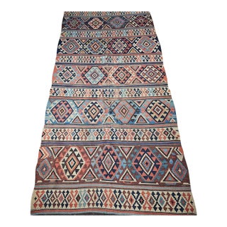 Antique Caucasian Kazak Kilim, Wool Flatweave, Geometric Design, 1890s For Sale