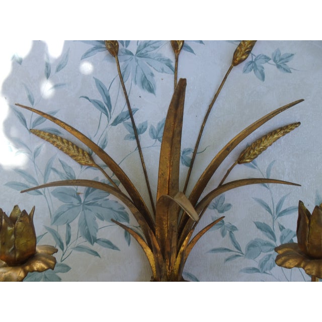 Vintage Gold-Plated Wall-Mounted Candleholders, 1970s, Set of 2 For Sale - Image 14 of 18