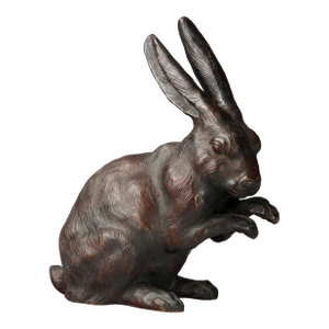 19th Century Japanese Meiji Period Bronze Okimono of a Rabbit, Signed 秀山 (Shūzan), Joel & Margaret Chen Collection