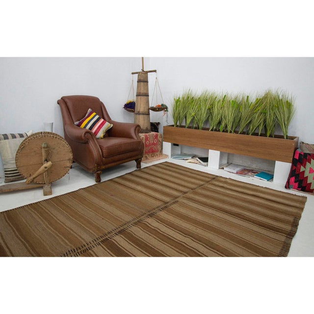 Vintage Turkish Natural Brown Kilim Rug - 5′9″ × 7′10″ For Sale In Los Angeles - Image 6 of 7