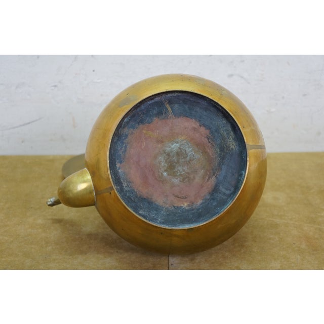 Antique Art Nouveau Secessionist Swirled Brass Tea Coffee Pot Teapot Kettle 9.5" For Sale - Image 11 of 14