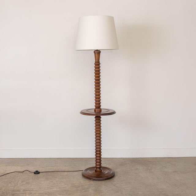 1940s 1940s French Carved Wood Floor Lamp and Table by Charles Dudouyt For Sale - Image 5 of 16