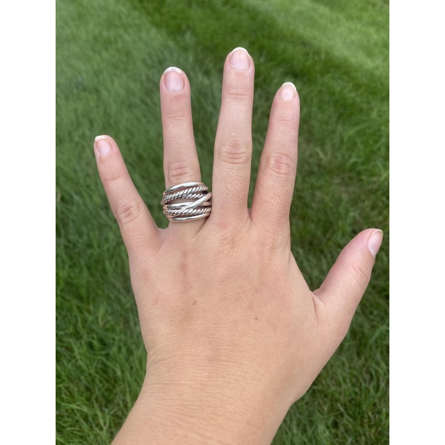 David Yurman Crossover Wide Band Ring, Sterling Silver, Ring Size 6.75 For Sale In Greensboro - Image 6 of 6