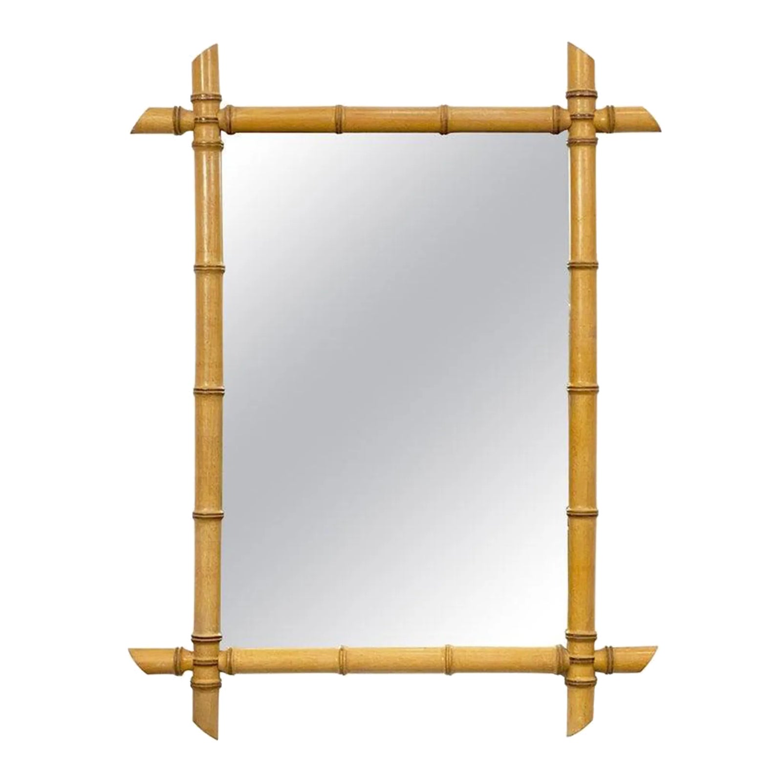 Large French Faux Bamboo Rectangular Mirror (H 34 1/4 X W 26) | Chairish