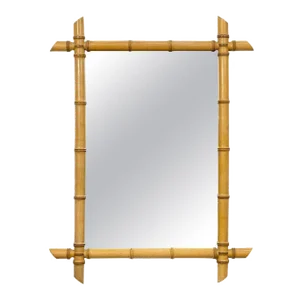 Large French Faux Bamboo Rectangular Mirror (H 34 1/4 X W 26)