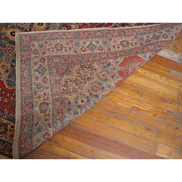 1880s Red Medallion Rustic Antique Persian Tabriz Rug 4'0" X 5'10" Handknotted Wool Carpet For Sale In New York - Image 6 of 6
