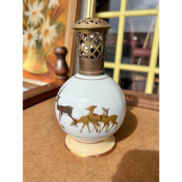 1930s Fragrance Lamp With Deer by Albert Laurent Berger Paris France For Sale - Image 4 of 12