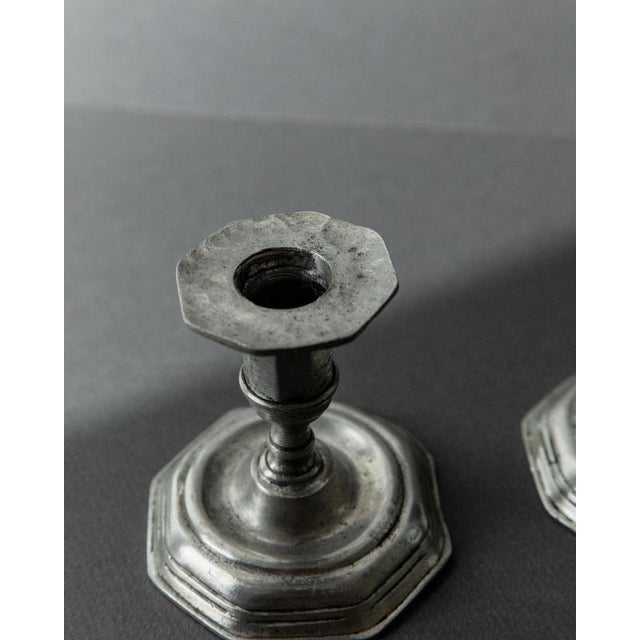 Antique Pewter Candleholders, Italy, 1900s, Set of 2 For Sale - Image 6 of 11