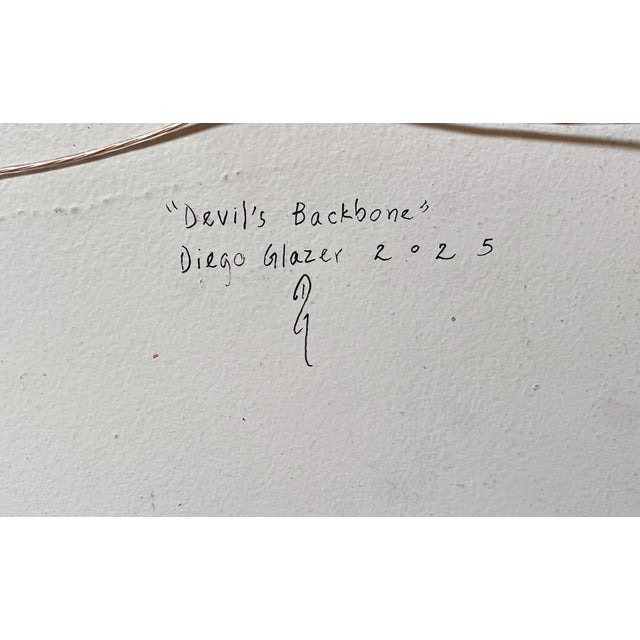 Devil's Backbone by Diego Glazer | Oil on panel Landscape of rocky formations and grass. For Sale - Image 4 of 5